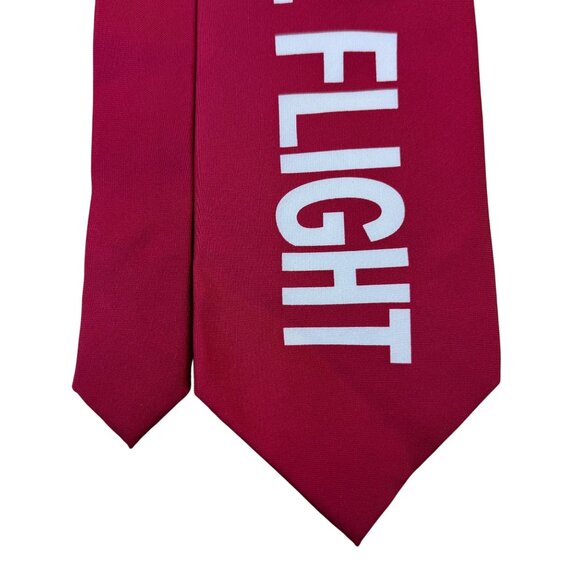 Museum Artifacts Mens Red Silk Neck Tie "Remove Before Flight" Print Handmade - Picture 4 of 8